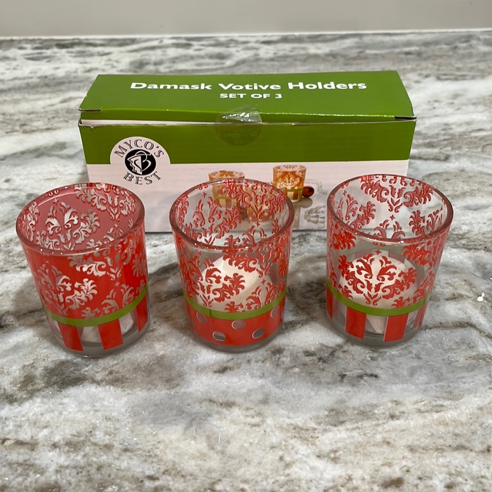 HOLIDAY VOTIVE SET Of 3 nwt
